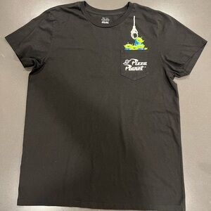 Disney Black Toy Story Pizza Planet Pocket Tee with Green Aliens